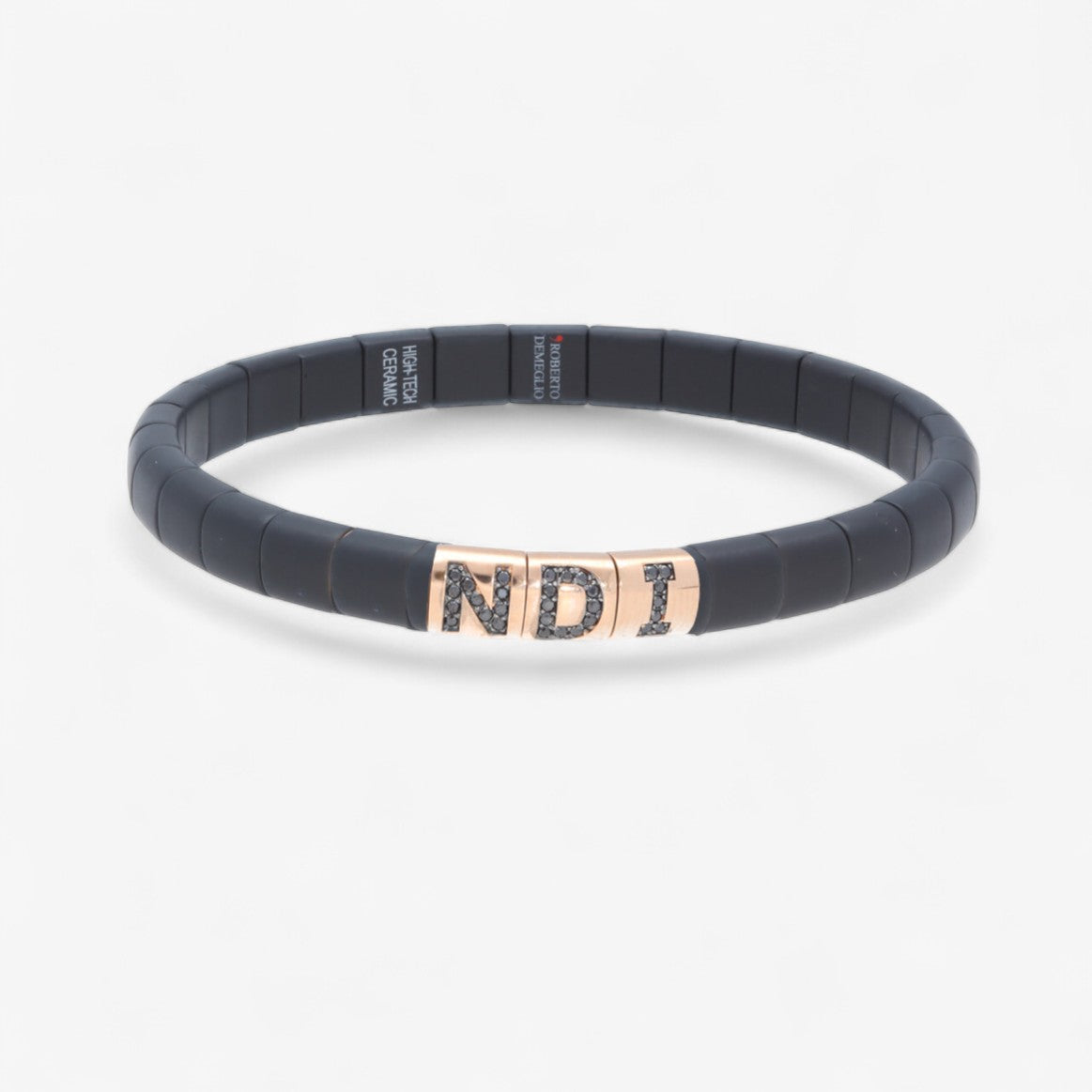 Matte Black Ceramic Bracelet with Initial