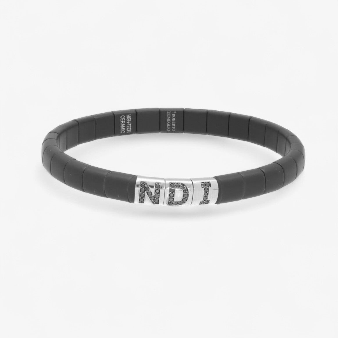 Matte Black Ceramic Bracelet with Initial