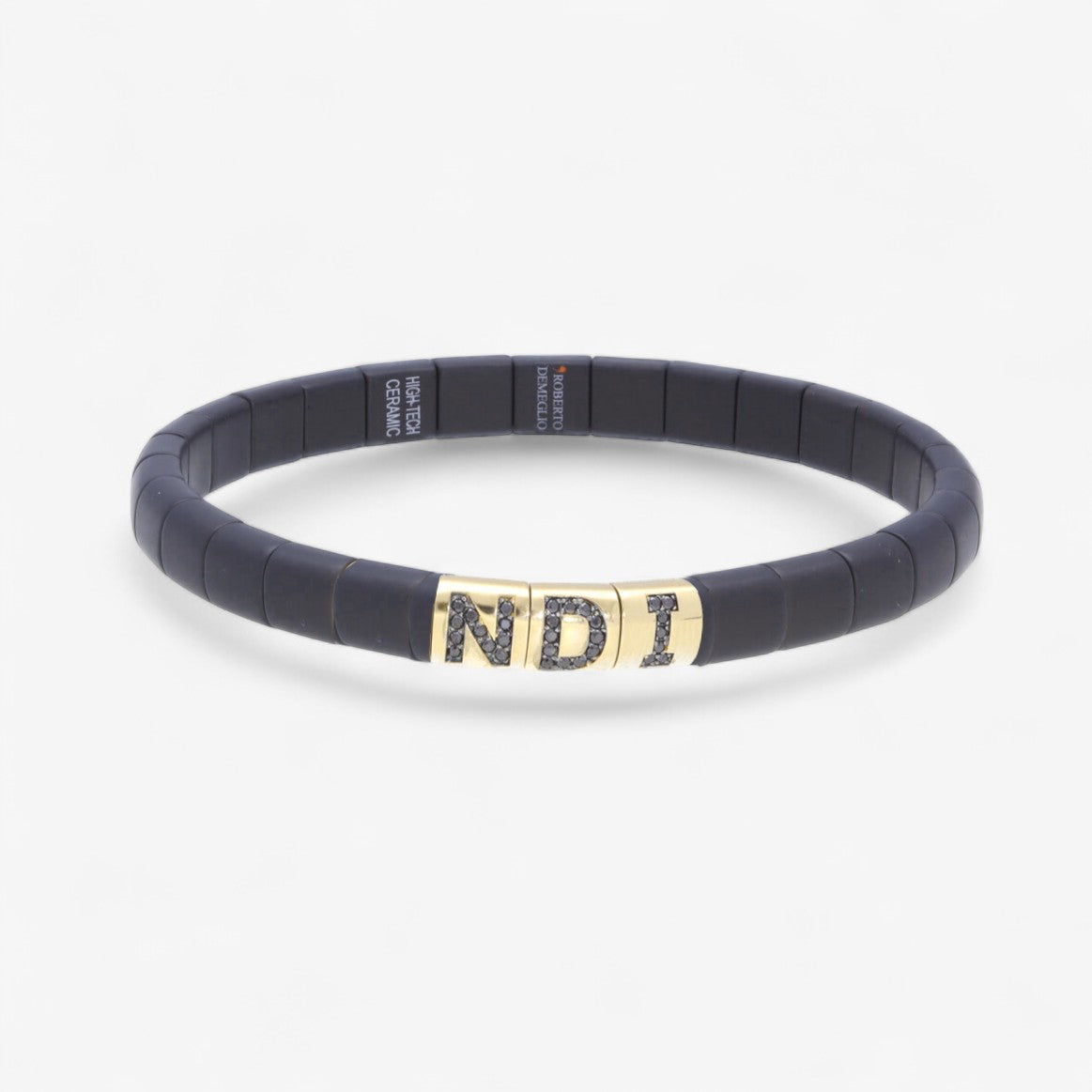 Matte Black Ceramic Bracelet with Initial