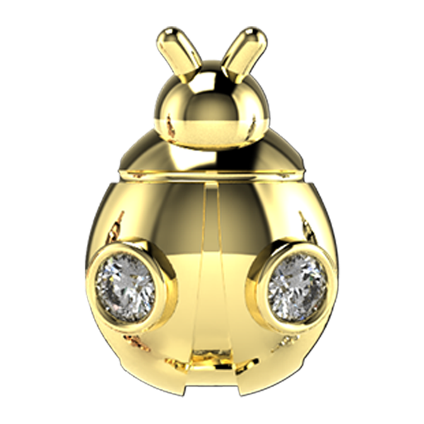 Diamond Ladybug Slider Necklace Charm 14K Yellow Gold