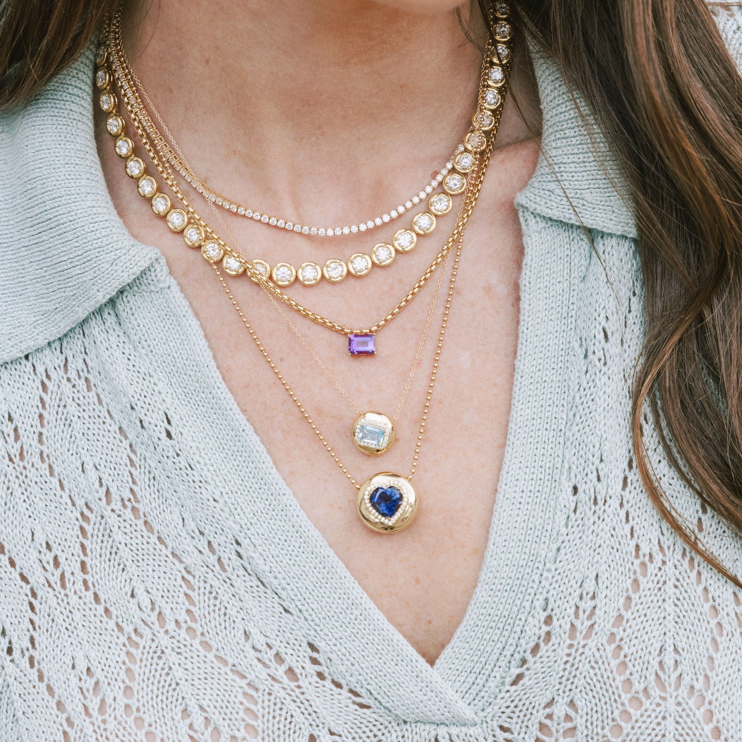 Avery Gemstone Box Chain Necklace