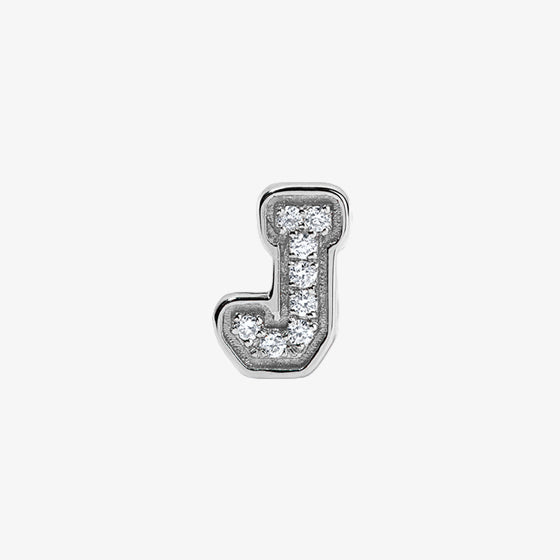 Sterling Silver Small Pave Varsity Stud
