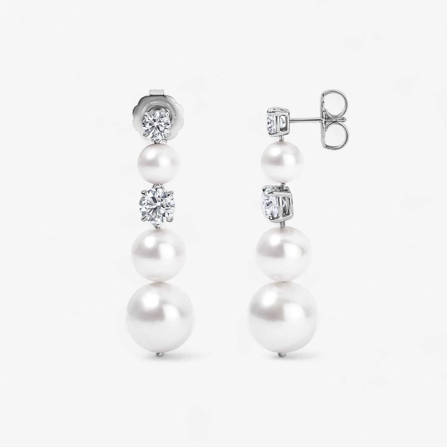 Audrey Pearl and Diamond Graduated Drop Earring