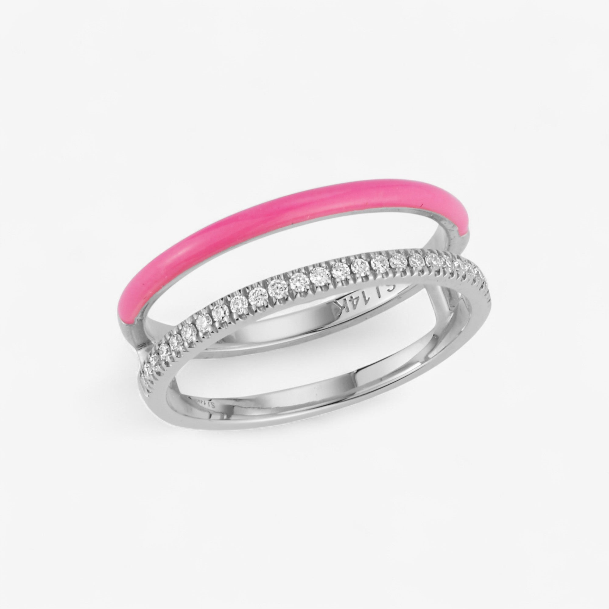 Enamel and Diamond Double Bar Ring