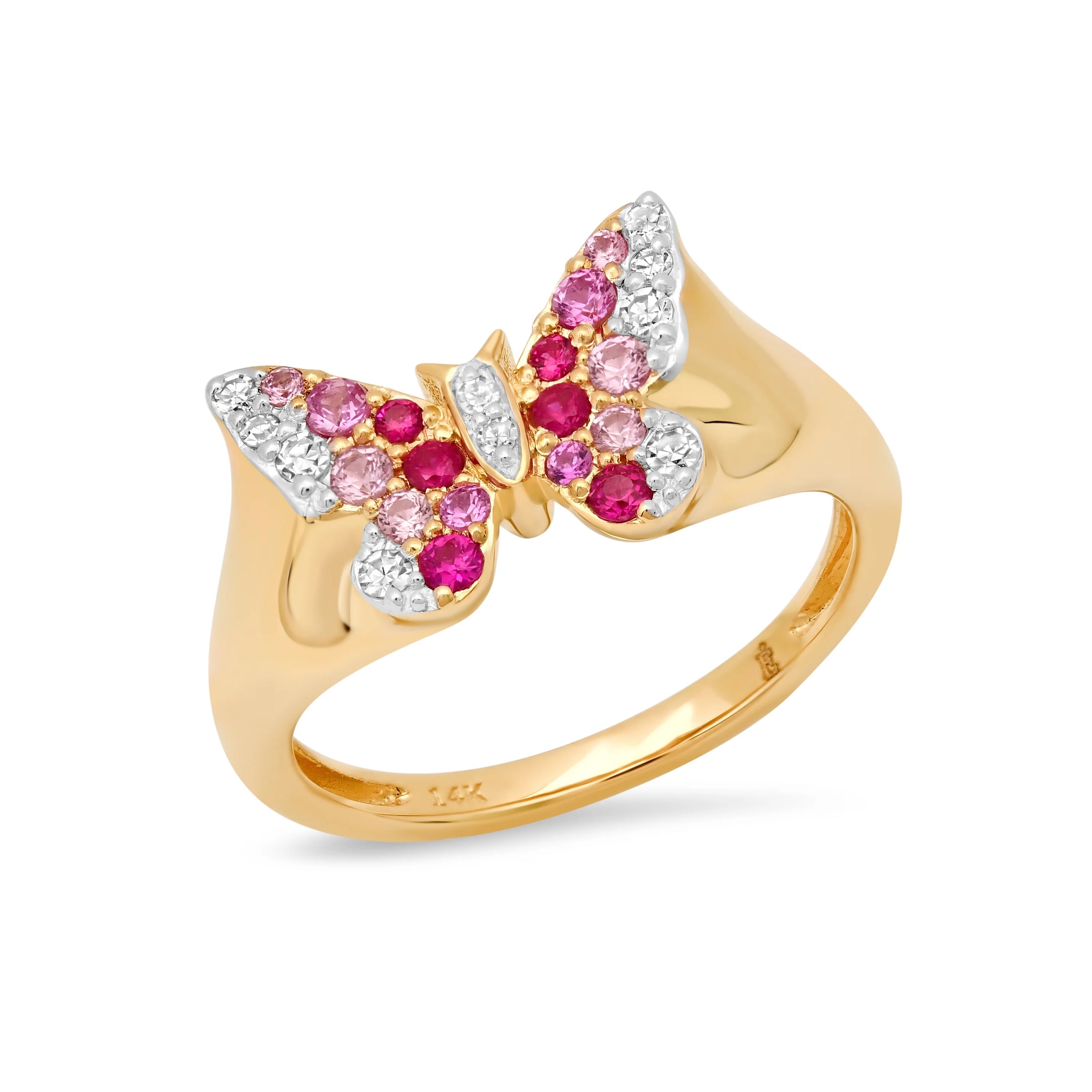 Mini Pink and Diamond Butterfly Pinky Ring