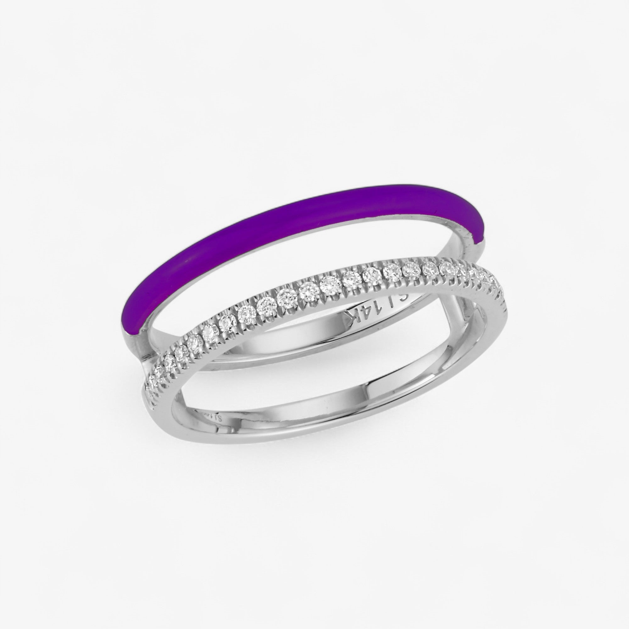Enamel and Diamond Double Bar Ring