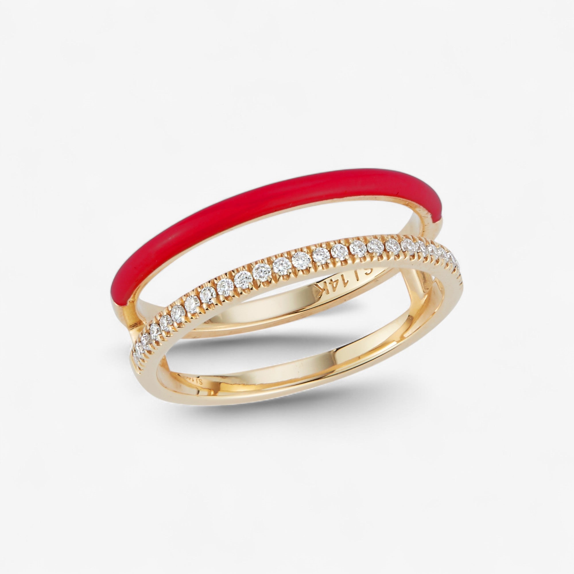 Enamel and Diamond Double Bar Ring