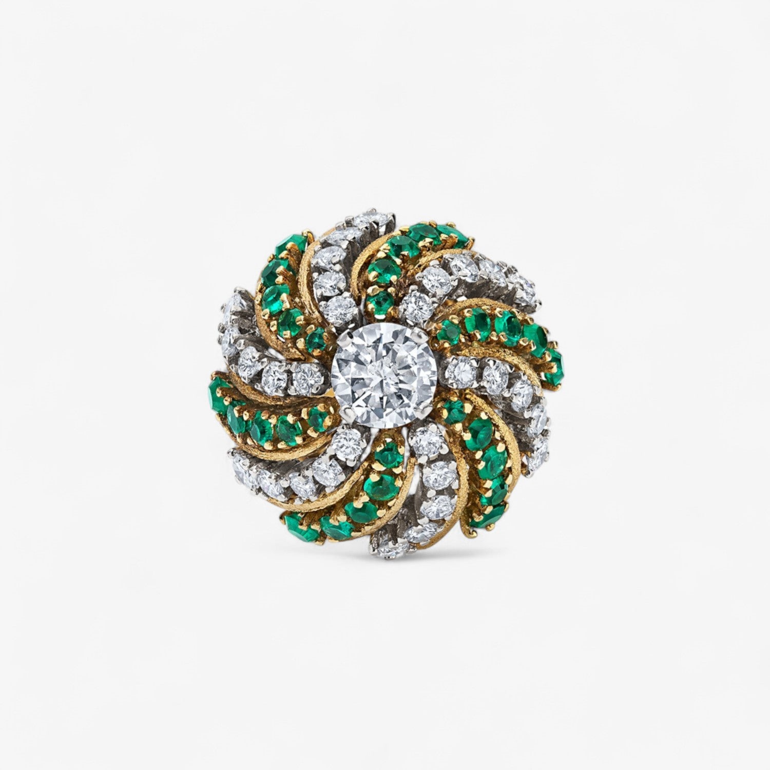 Diamond and Emerald Dome Ring