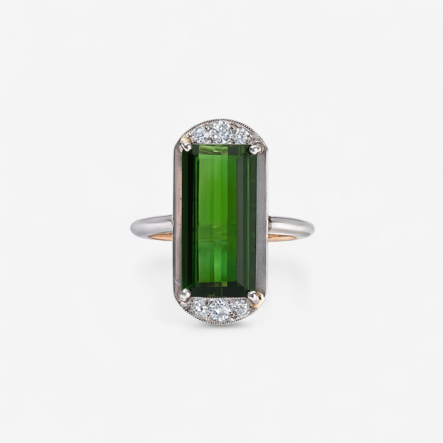 Elongated Green Tourmaline Ring
