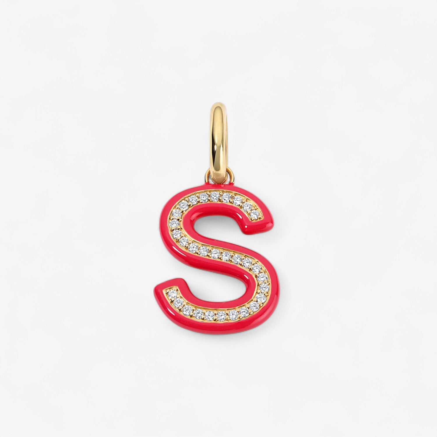 Poppy Enamel Pave Initial Charm