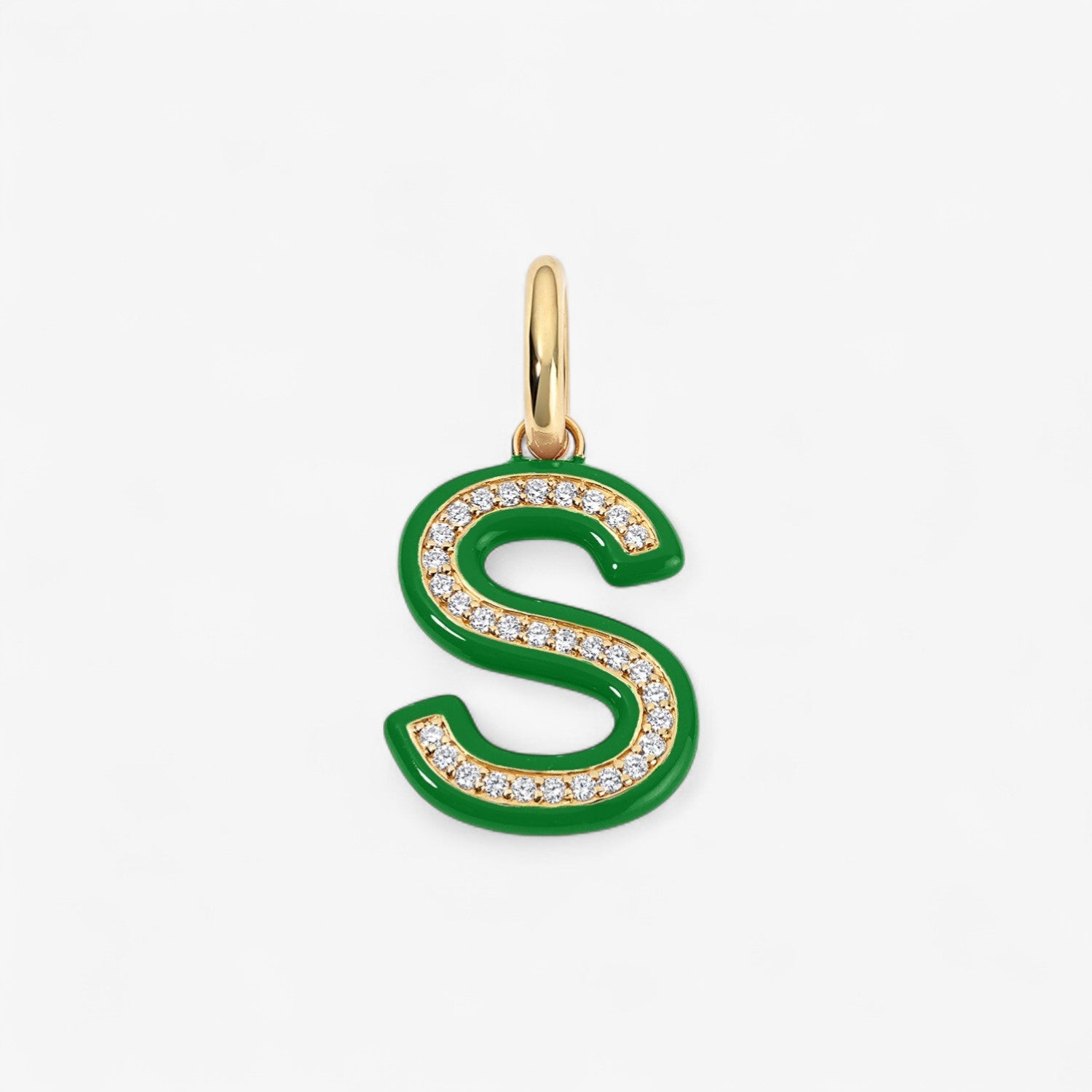 Poppy Enamel Pave Initial Charm