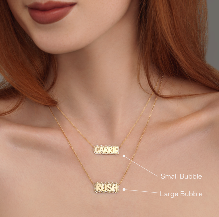 Small Bubble with Pave Outline Necklace