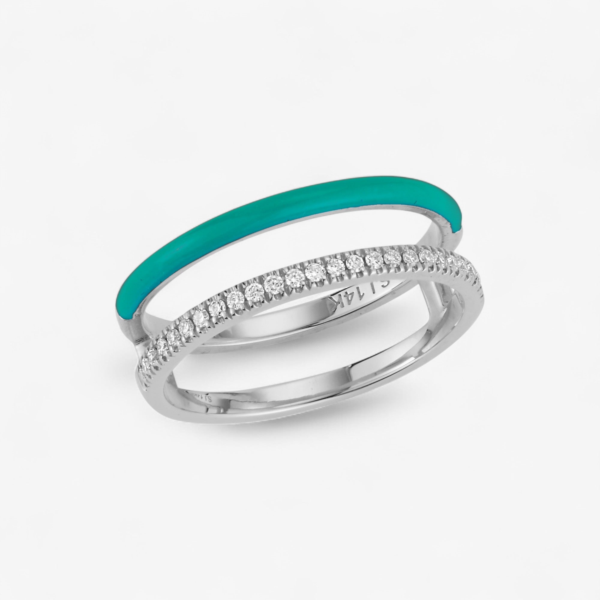 Enamel and Diamond Double Bar Ring