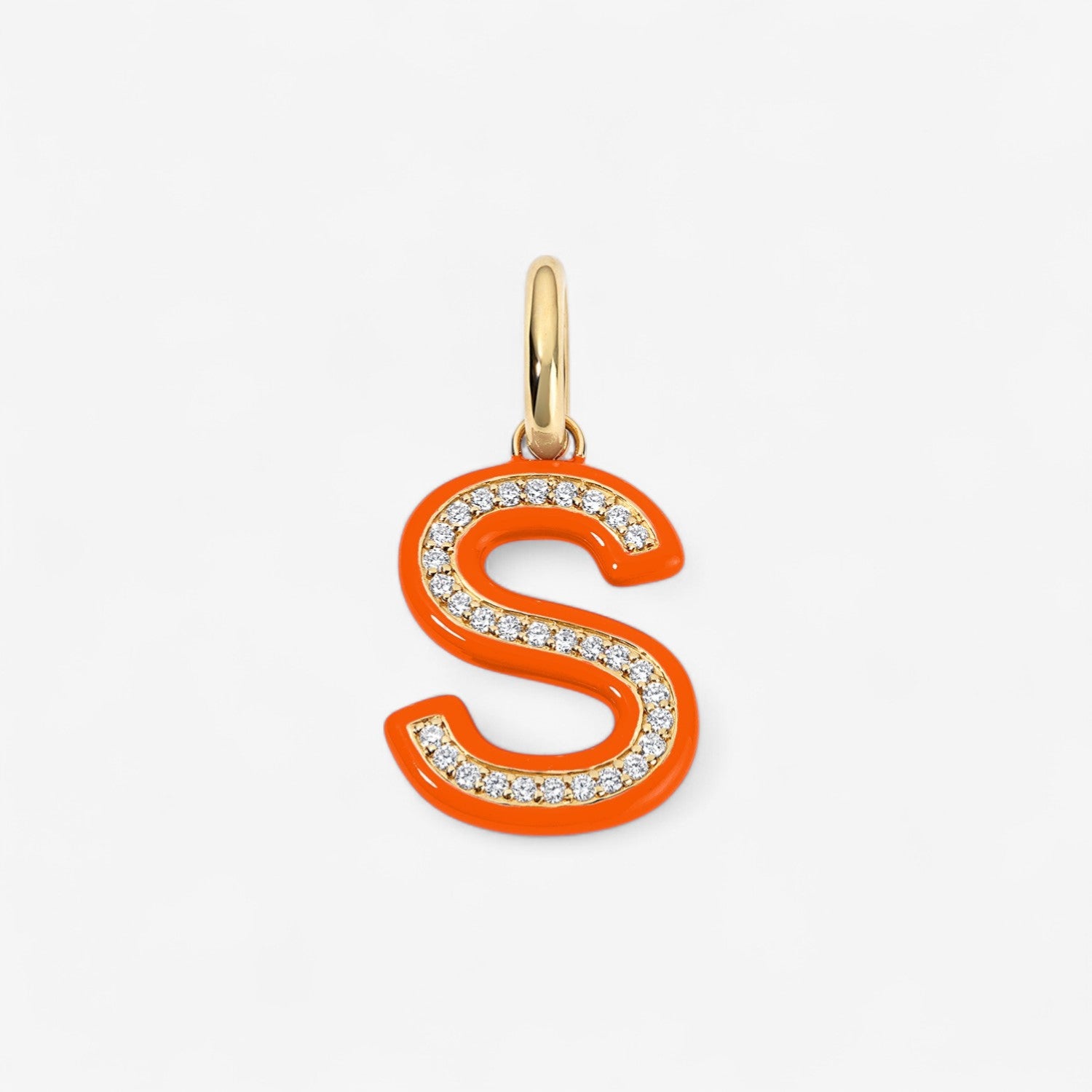 Poppy Enamel Pave Initial Charm