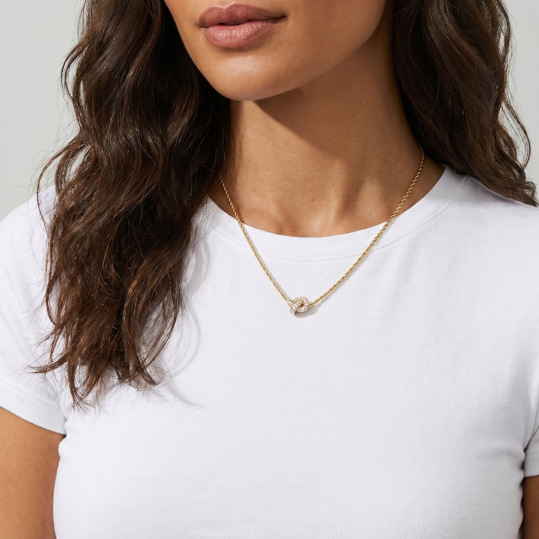 Token Knot Pave Necklace