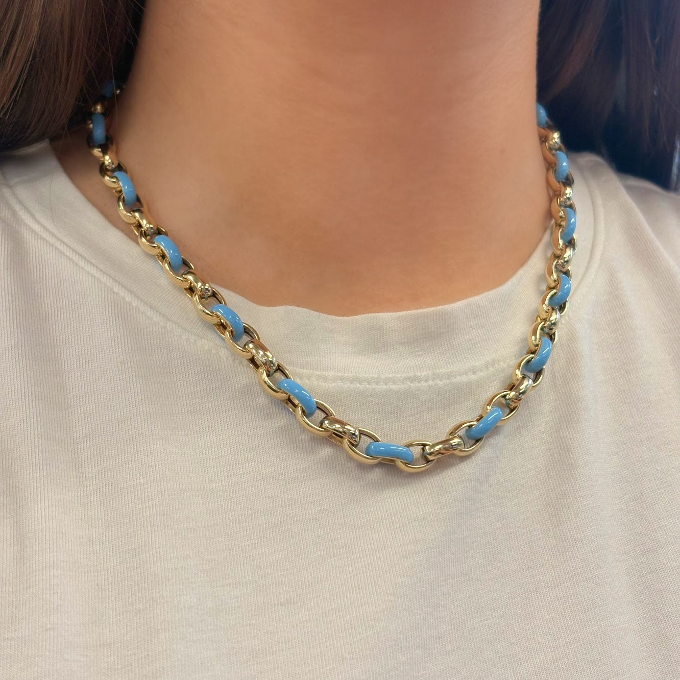 Madison Enamel Oval Link Necklace