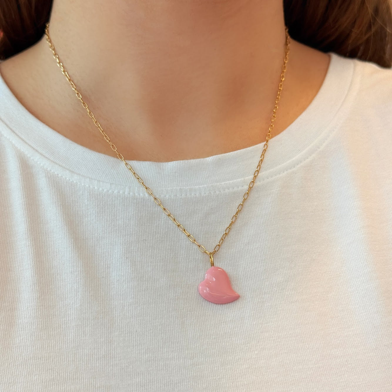 Poppy Enamel Small Heart Pendant