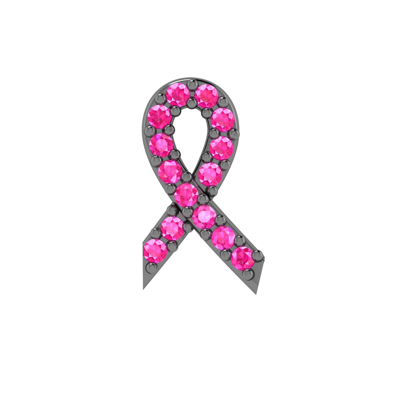Pink Ribbon Slider Charm Black Rhodium
