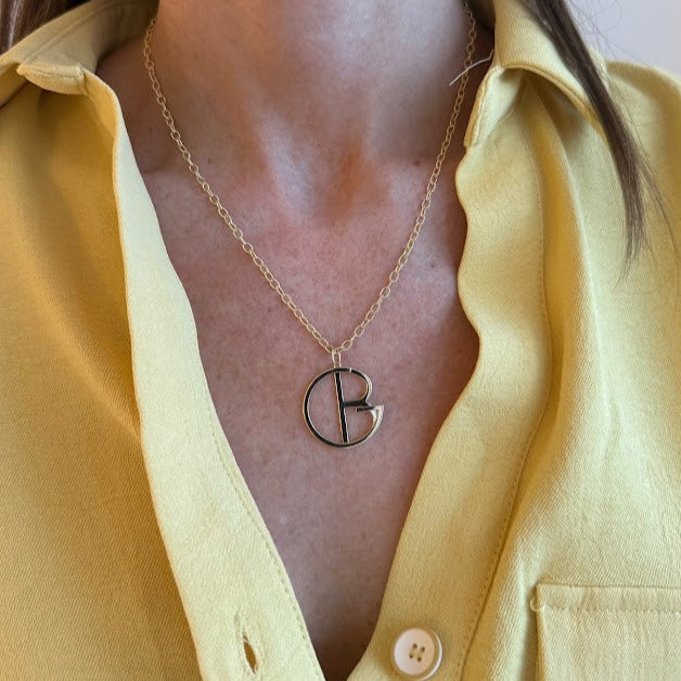Large Gold Hidden Initial Necklace