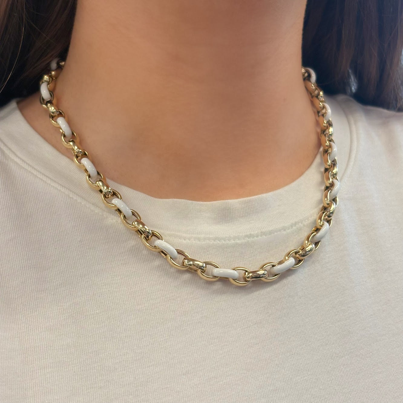 Madison Enamel Oval Link Necklace