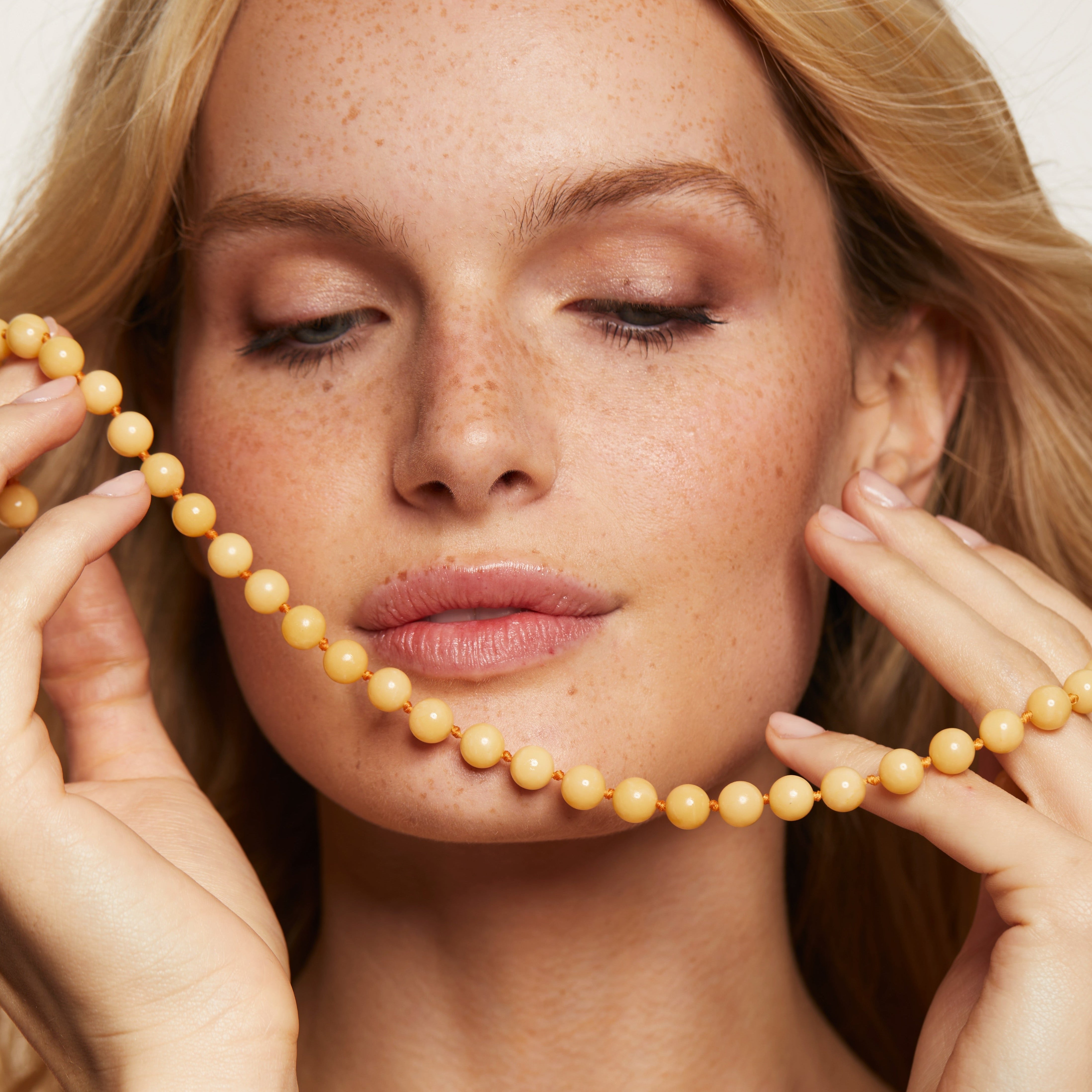 Kendall Honey Jade Beaded Necklace