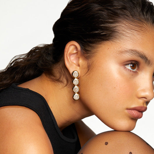 Moonstone Candy Button Drop Earrings