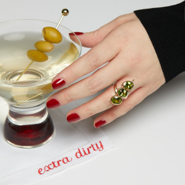 Cocktail Martini Olive Ring