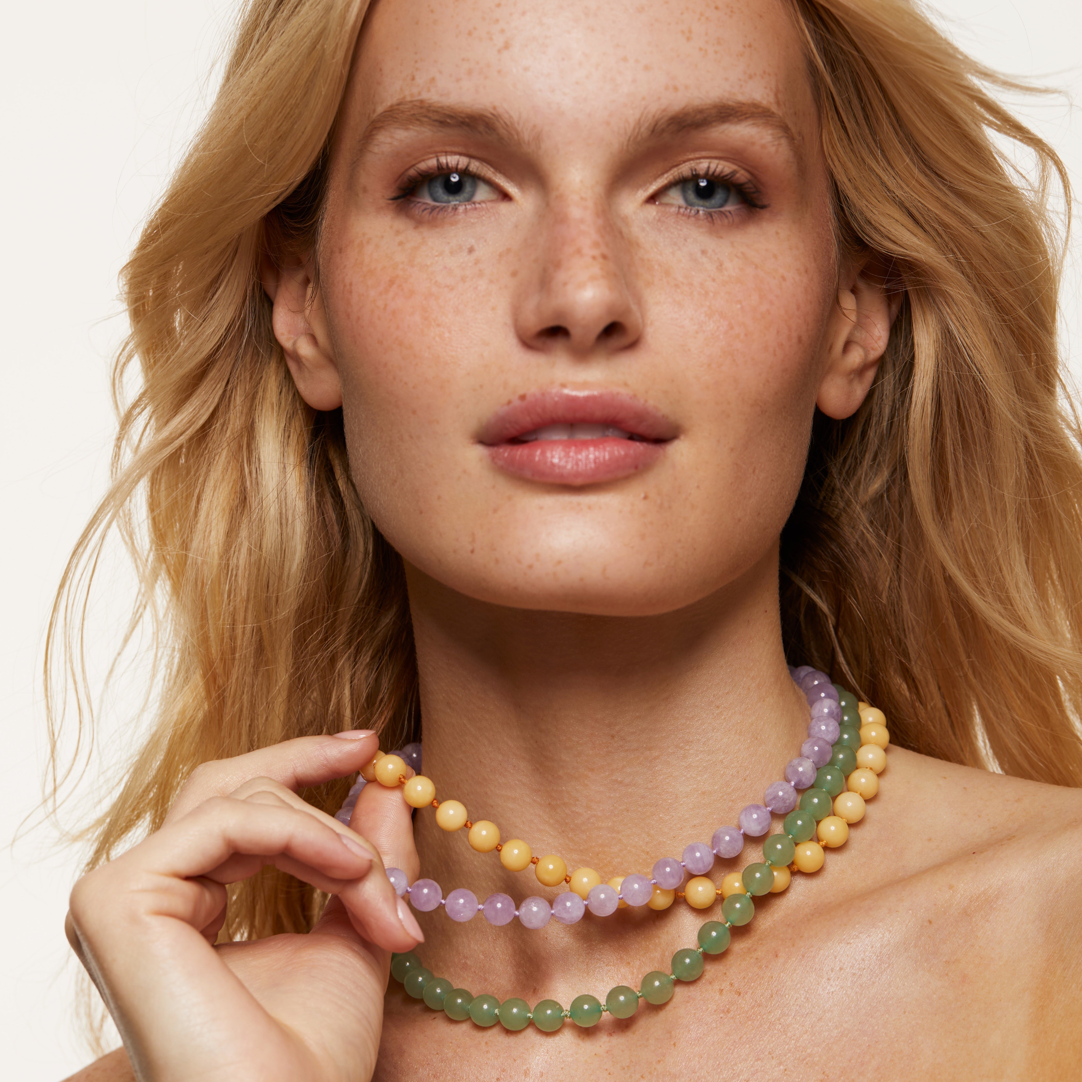 Kendall Honey Jade Beaded Necklace