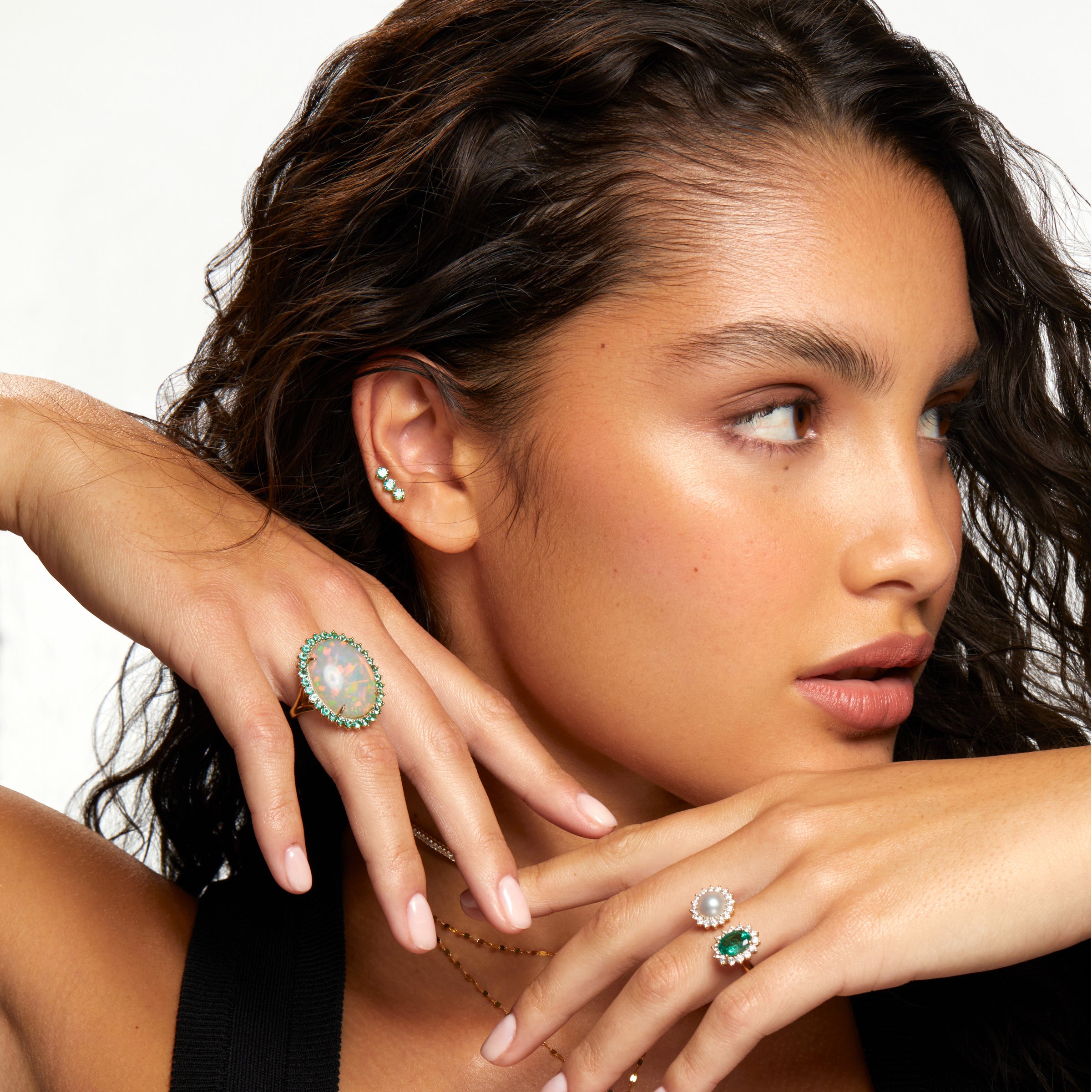 Grace Ethiopian Opal and Emerald Cocktail Ring