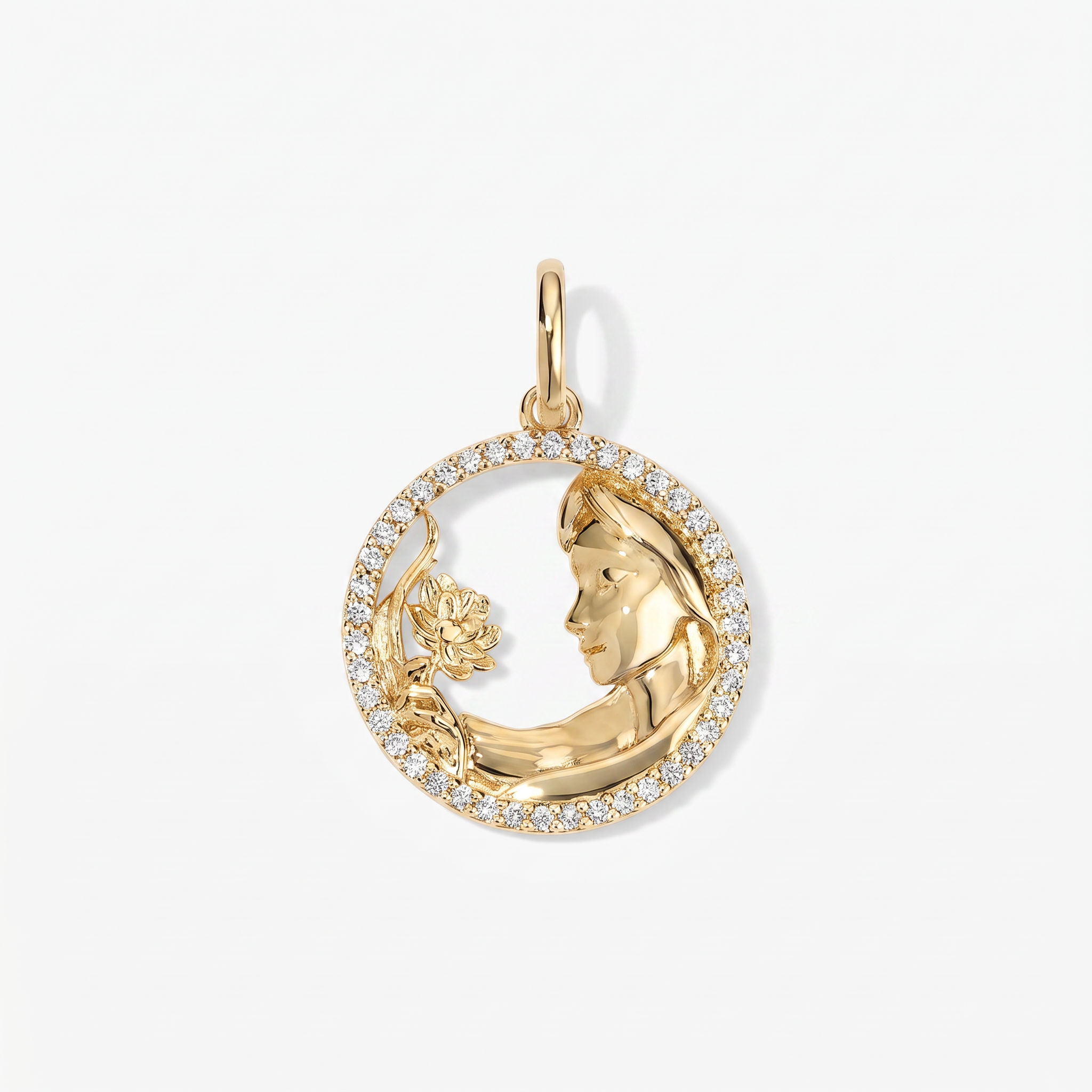 Token Zodiac Open Frame Virgo Pendant 14K Yellow Gold