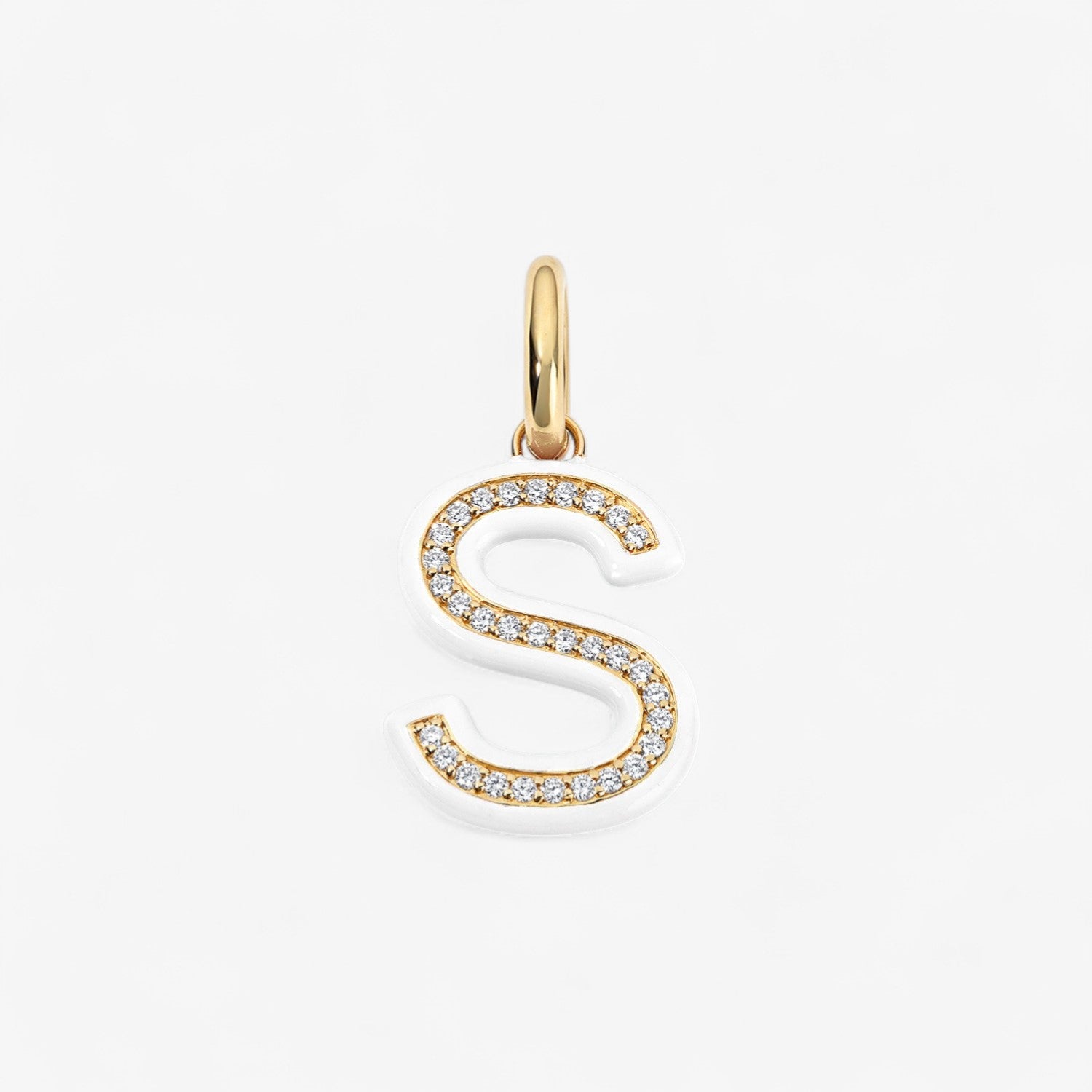 Poppy Enamel Pave Initial Charm