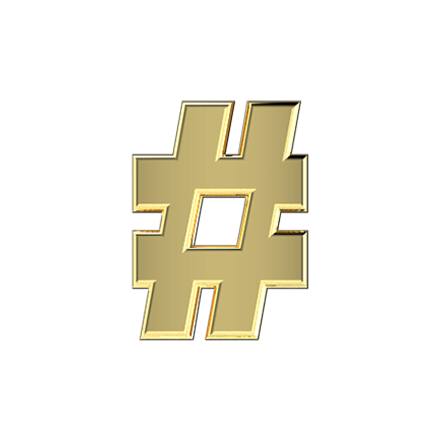 Solid Hashtag Slider Necklace Charm 14K Yellow Gold
