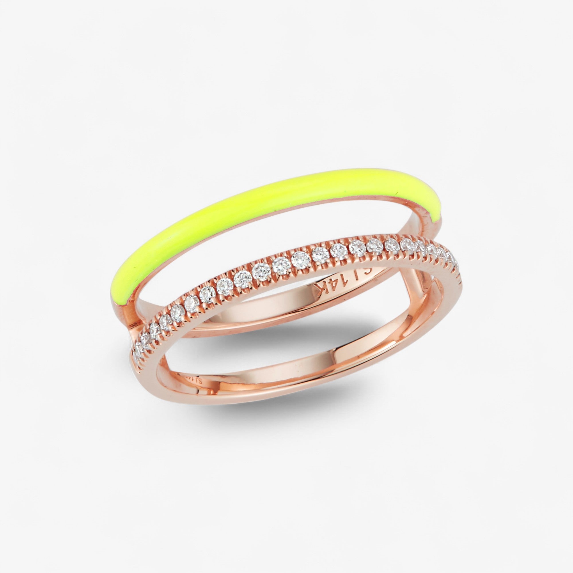 Enamel and Diamond Double Bar Ring