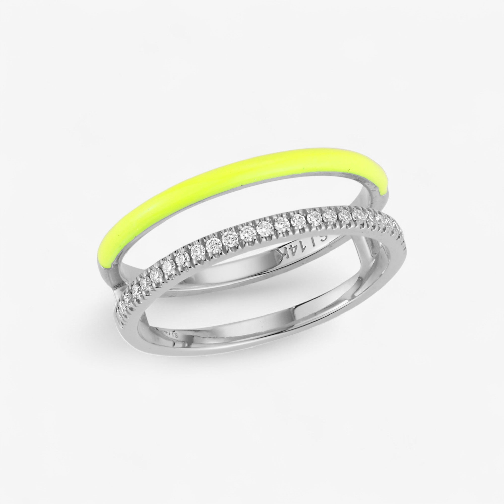 Enamel and Diamond Double Bar Ring