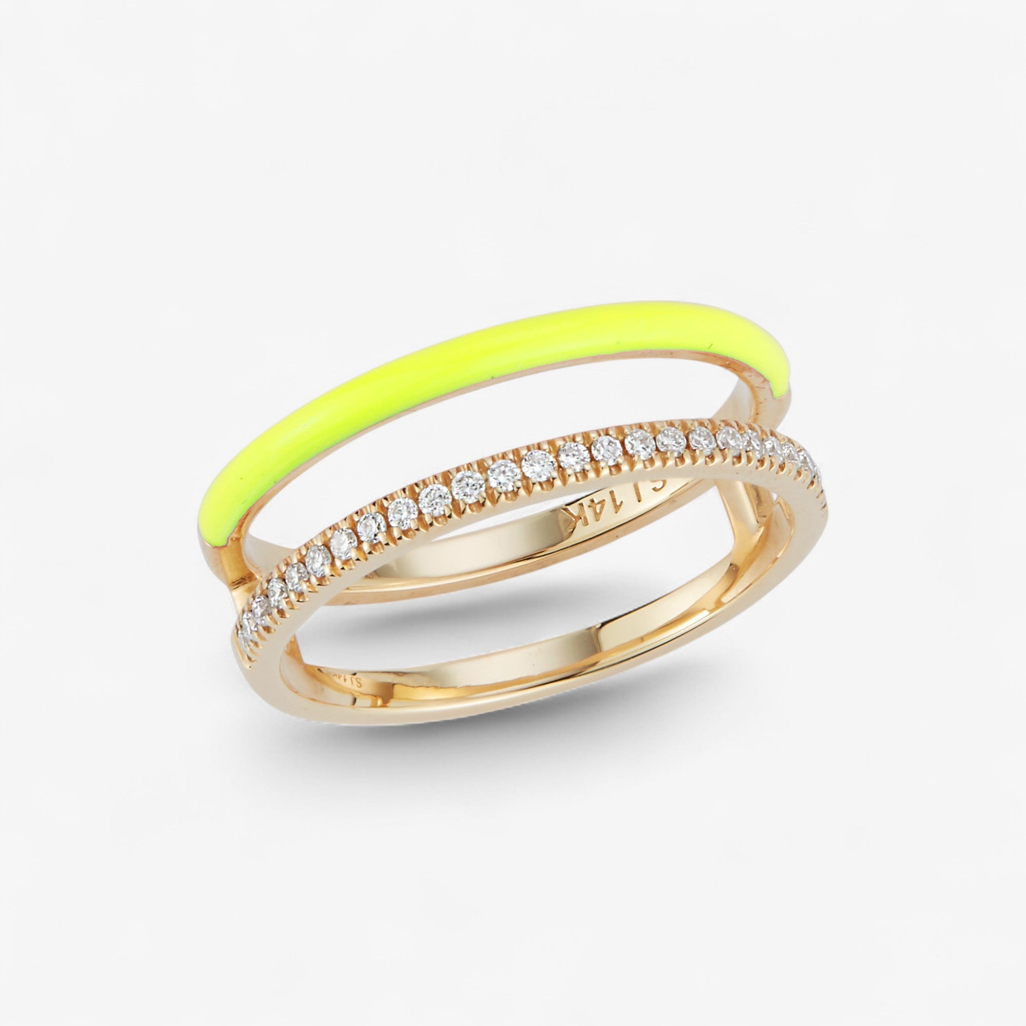 Enamel and Diamond Double Bar Ring