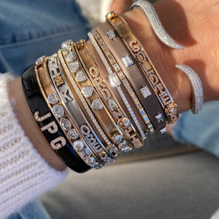 Poppy Enamel Letter Bangle