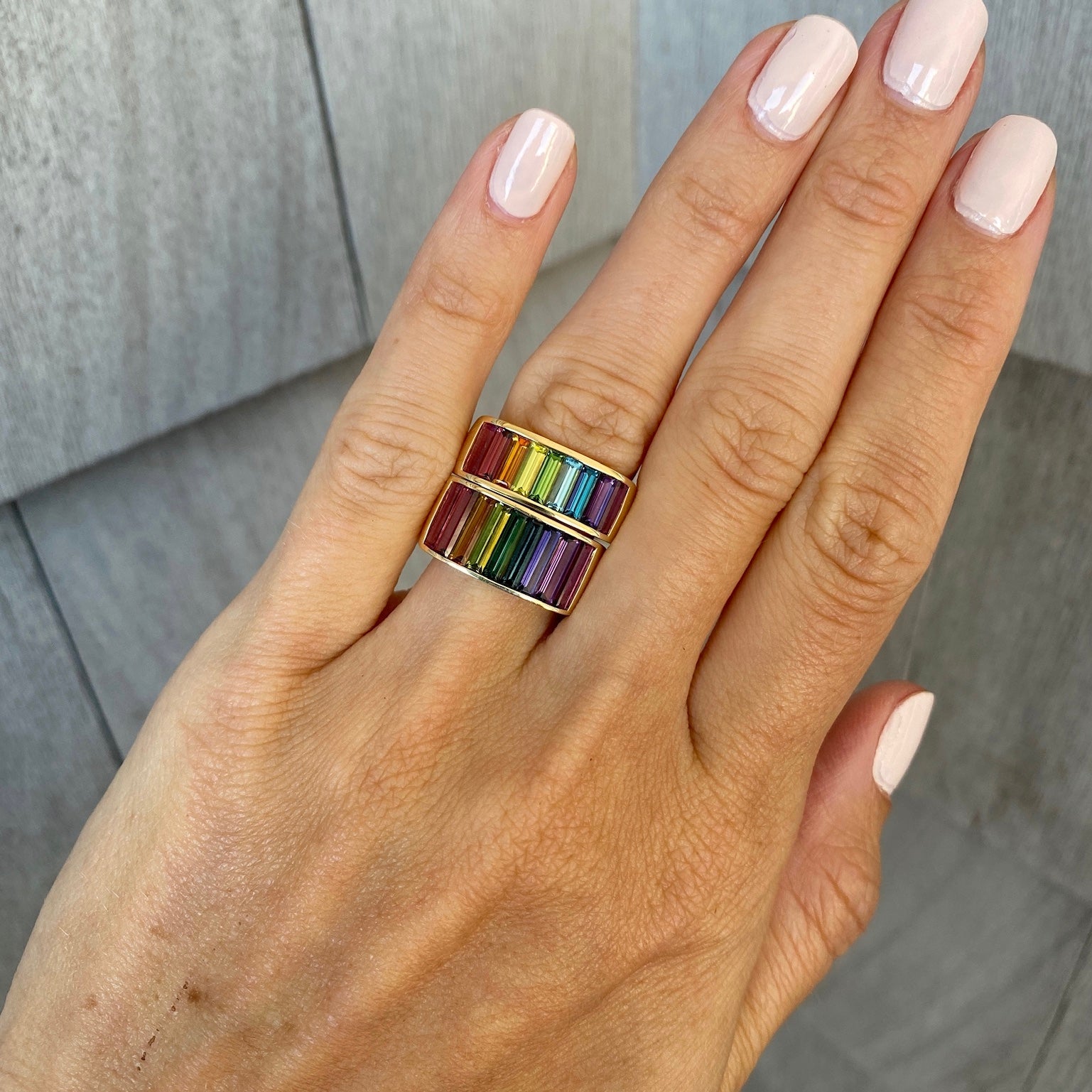 Medium Square Cirque Rainbow Band with Baguettes