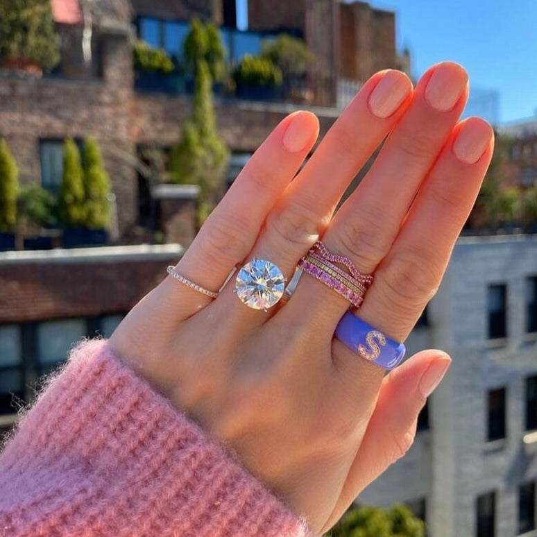Poppy Enamel and Diamond Initial Cigar Band