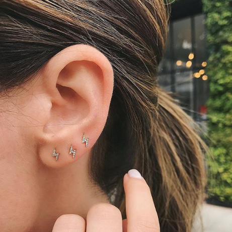 Diamond Mini Lightning Bolt Stud Earring