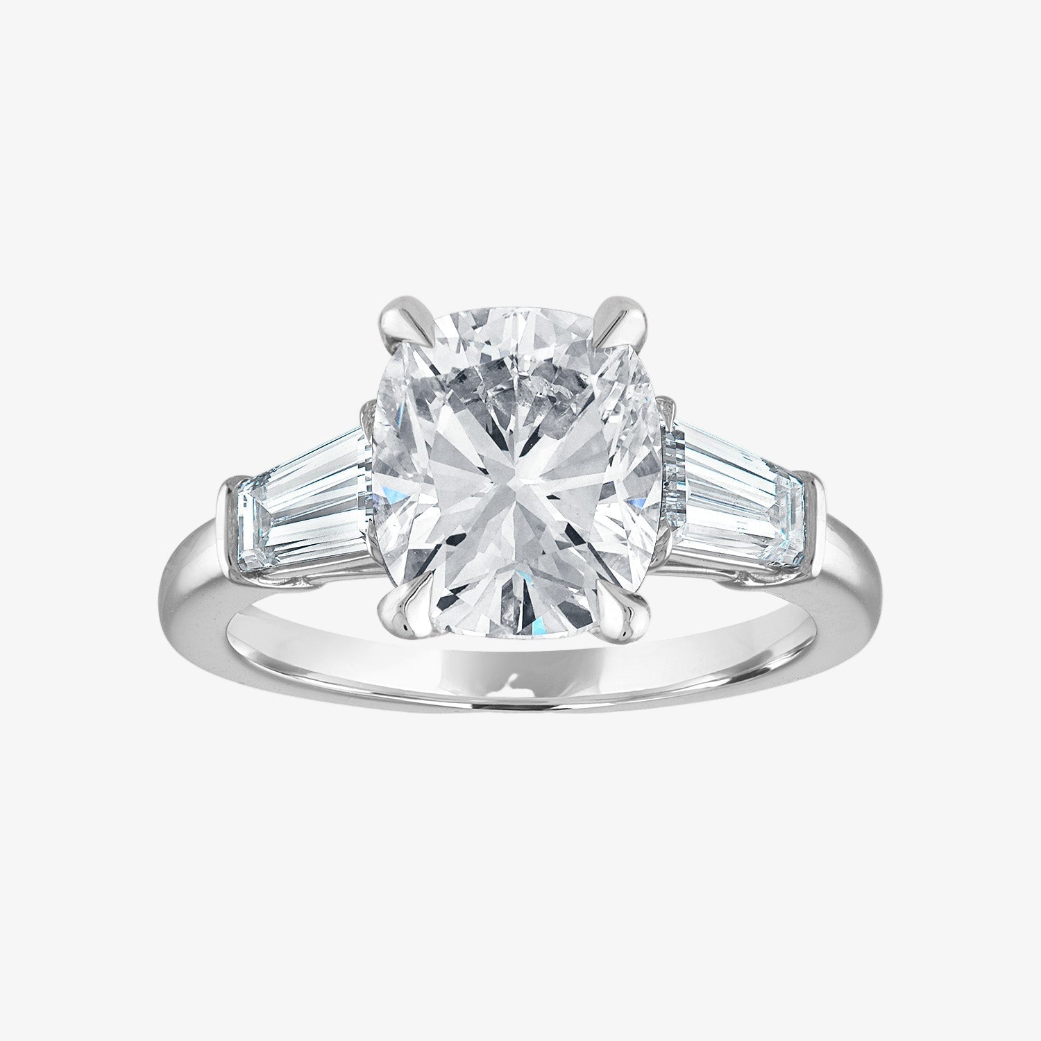 Engagement Ring Setting with Baguette Side Stones Platinum Cushion