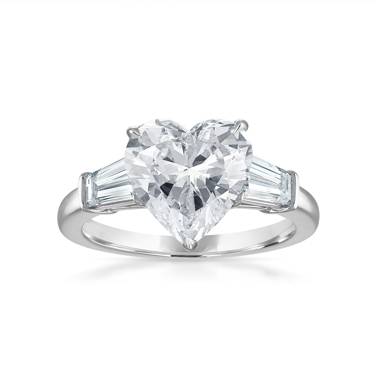 Engagement Ring Setting with Baguette Side Stones Platinum Heart