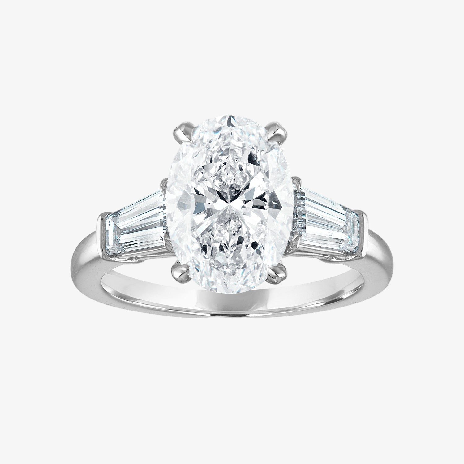 Engagement Ring Setting with Baguette Side Stones Platinum Oval