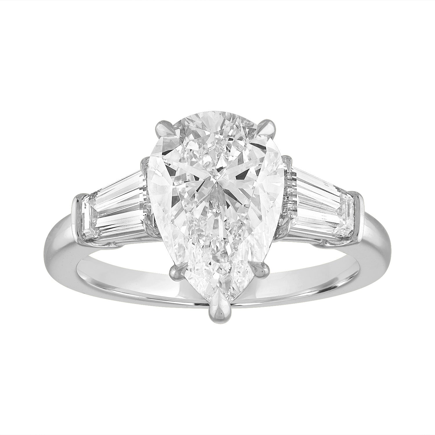 Engagement Ring Setting with Baguette Side Stones Platinum Pear