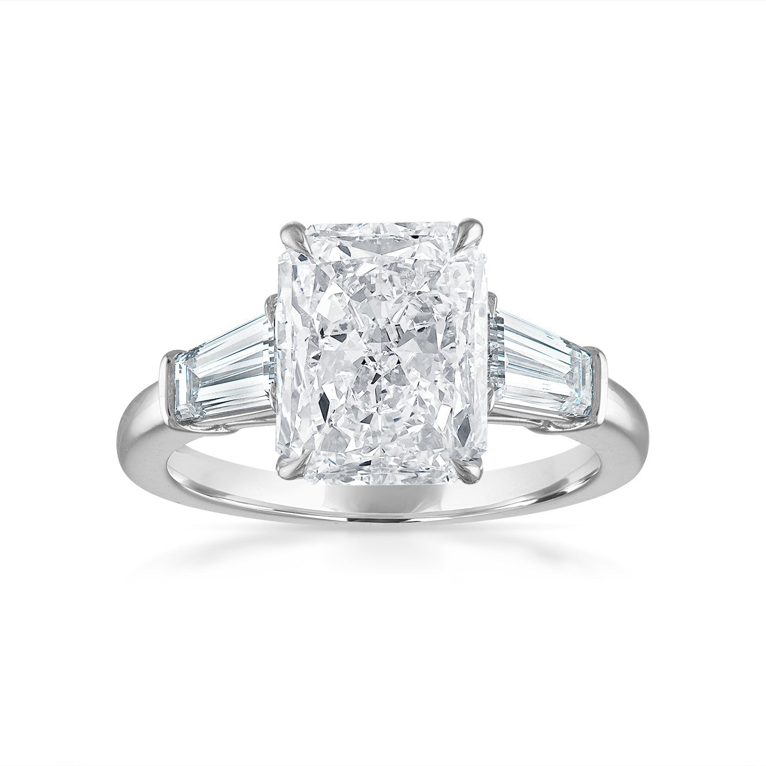 Engagement Ring Setting with Baguette Side Stones Platinum Radiant