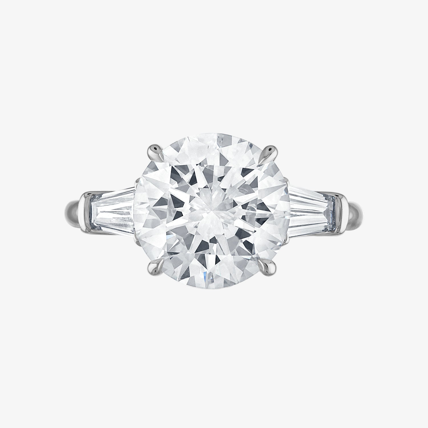 Engagement Ring Setting with Baguette Side Stones Platinum Round