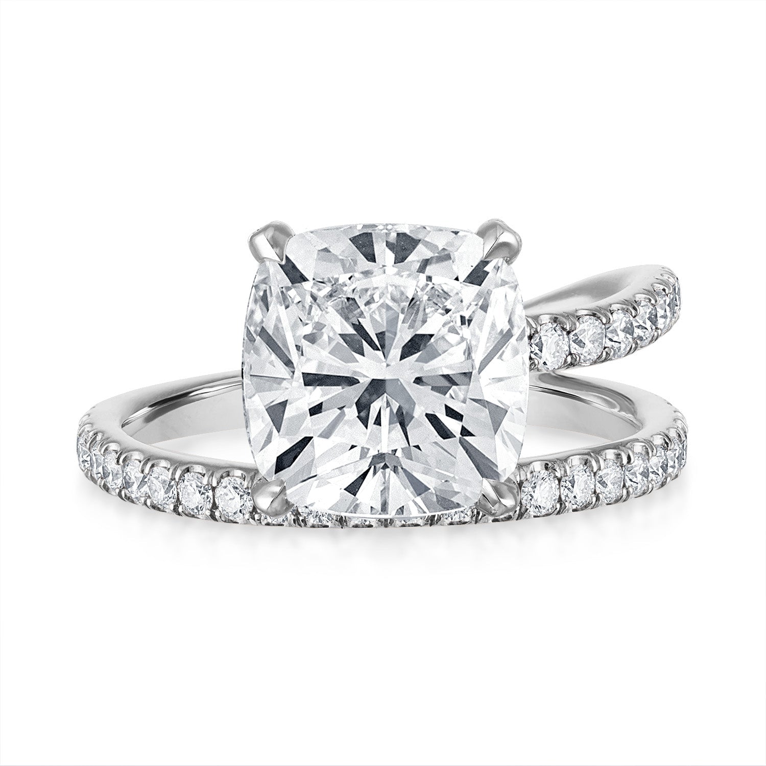 Cushion Band and a Half Engagement Ring in Platinum