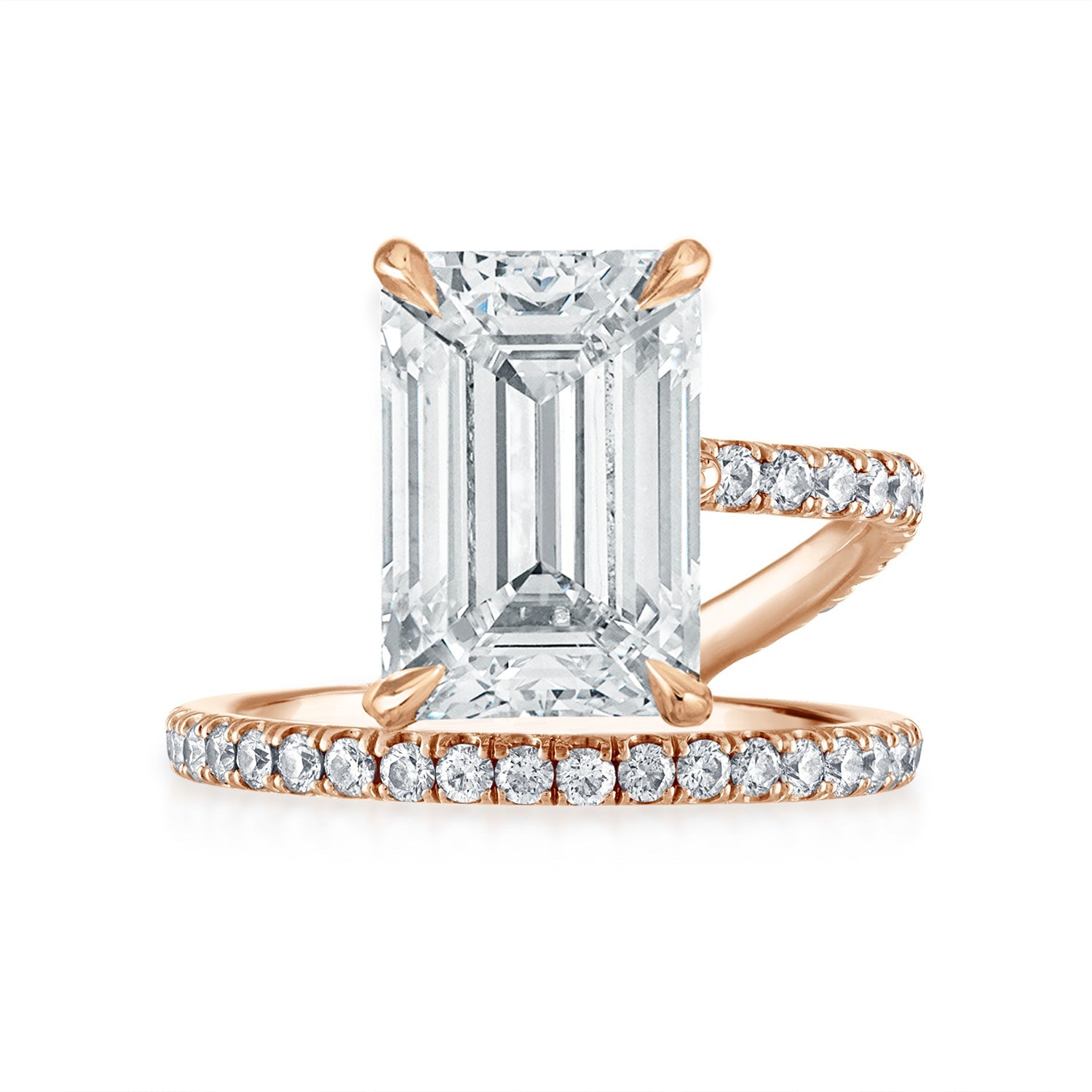 Emerald Band and a Half Engagement Ring in Rose Gold