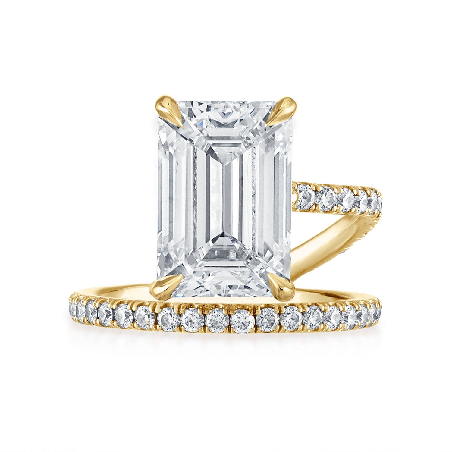 Emerald Band and a Half Engagement Ring in Yellow Gold