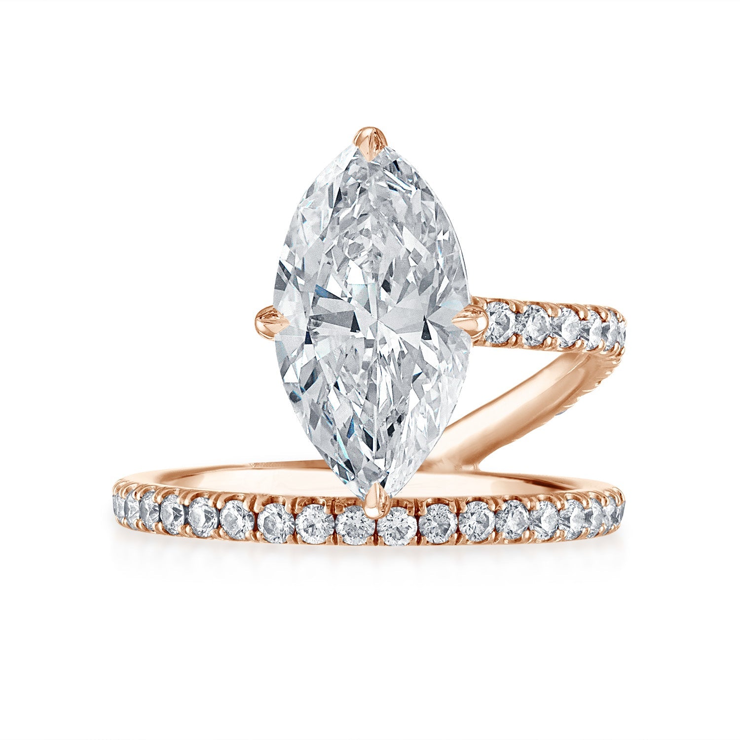 Marquise Band and a Half Engagement Ring in Rose Gold