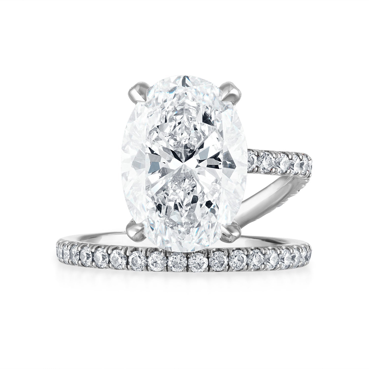 Oval Band and a Half Engagement Ring in Platinum